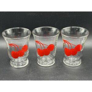 Libbey Cherry Footed Juice/Cocktail Glasses-3" Tall Set Of 3‎ MCM, Retro